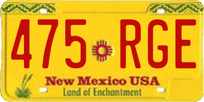 NM license plate 475RGE
