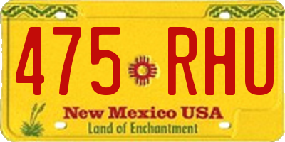NM license plate 475RHU