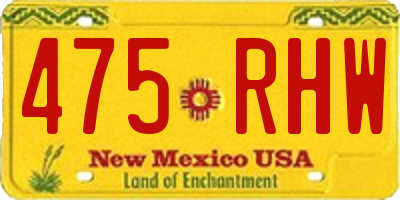 NM license plate 475RHW