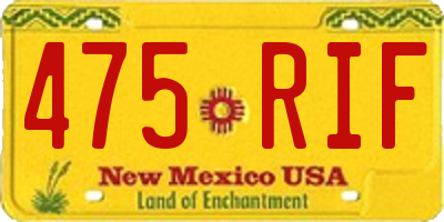 NM license plate 475RIF
