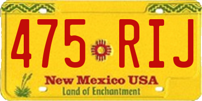 NM license plate 475RIJ