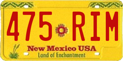 NM license plate 475RIM