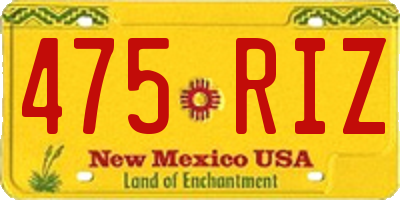 NM license plate 475RIZ