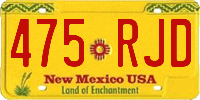 NM license plate 475RJD