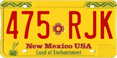 NM license plate 475RJK