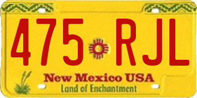 NM license plate 475RJL