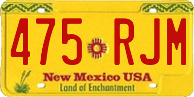 NM license plate 475RJM