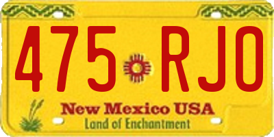NM license plate 475RJO