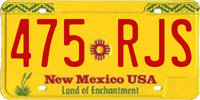NM license plate 475RJS