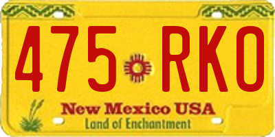 NM license plate 475RKO