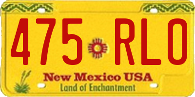 NM license plate 475RLO