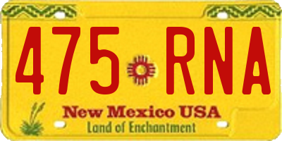 NM license plate 475RNA