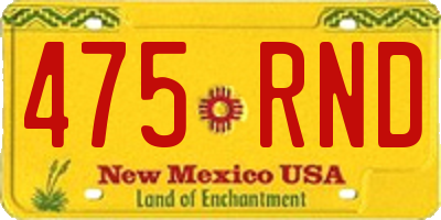 NM license plate 475RND