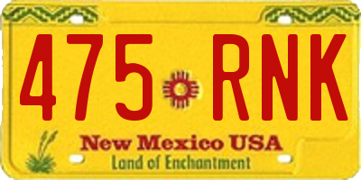 NM license plate 475RNK