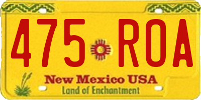 NM license plate 475ROA