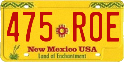 NM license plate 475ROE