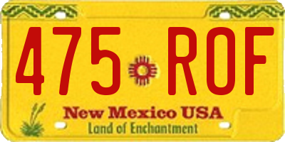 NM license plate 475ROF