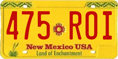 NM license plate 475ROI