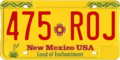 NM license plate 475ROJ