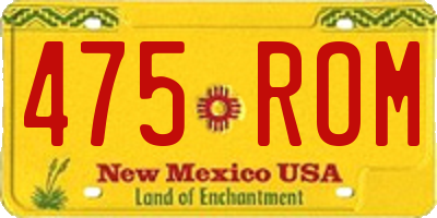 NM license plate 475ROM