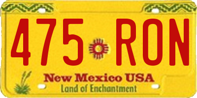 NM license plate 475RON