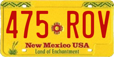 NM license plate 475ROV