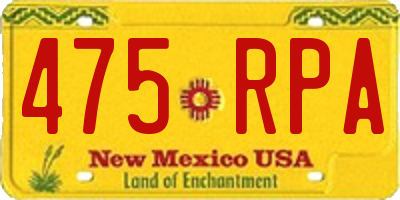 NM license plate 475RPA