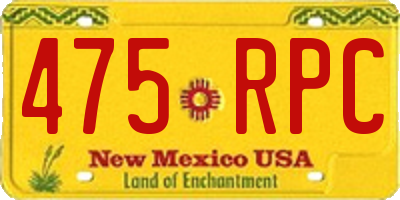 NM license plate 475RPC