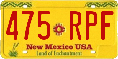 NM license plate 475RPF