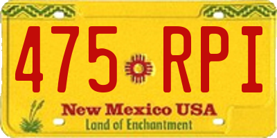 NM license plate 475RPI