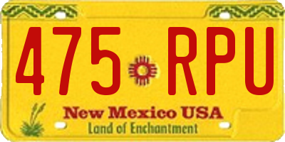 NM license plate 475RPU