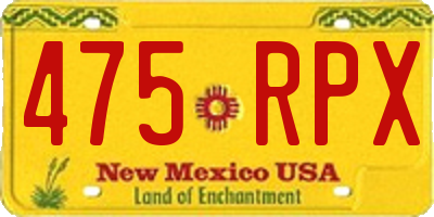 NM license plate 475RPX