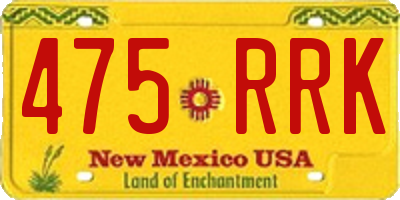 NM license plate 475RRK