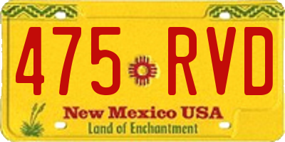 NM license plate 475RVD