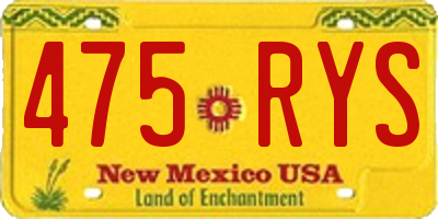 NM license plate 475RYS