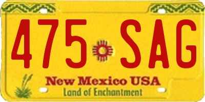 NM license plate 475SAG