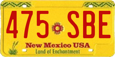 NM license plate 475SBE