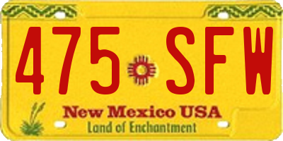 NM license plate 475SFW