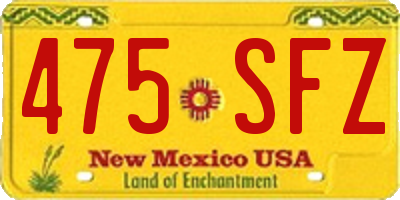NM license plate 475SFZ