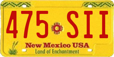 NM license plate 475SII