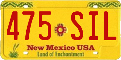 NM license plate 475SIL