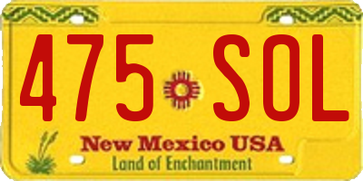 NM license plate 475SOL