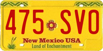 NM license plate 475SVO