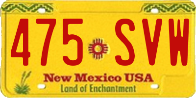 NM license plate 475SVW