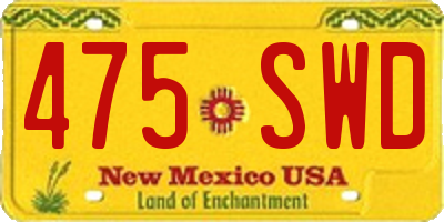 NM license plate 475SWD