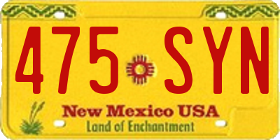 NM license plate 475SYN