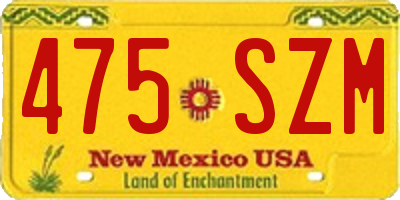 NM license plate 475SZM