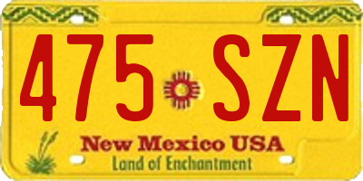 NM license plate 475SZN