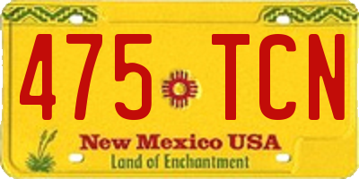 NM license plate 475TCN