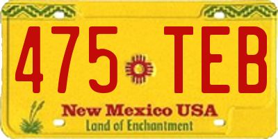 NM license plate 475TEB